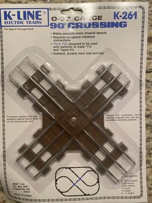 K-LINE K-261 027 GAUGE 90 DEGREE CROSSING New NOS Track - Image 1 of 2