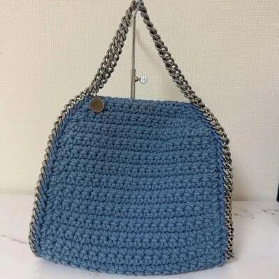 STELLA McCARTNEY Mini Falabella Crochet Tote Bag Blue used - Image 1 of 3