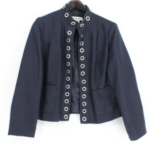 Sag Harbor Blazer Jacket Women's Size 16 Blue Long Sleeve Metallic Grommet Open - Picture 1 of 4