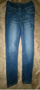 Girl's elastic waist pull on so... cotton blend blue skinny jeans size 7 - Picture 1 of 6