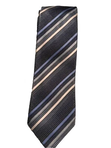 ROBERTO VILLINI Couture Men's 100% Silk Necktie Designer PAISLEY Blue/Silver - Picture 1 of 4