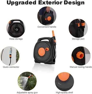 TACKLIFE - GHR1C Compact Hose Reel, 10M, Spray Nozzle, Easy Rewind, Light Weight - Picture 1 of 6