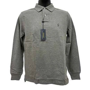 NWT Mens Sz S RALPH LAUREN Classic Fit Gray Long Sleeve Logo Polo Shirt - Picture 1 of 6