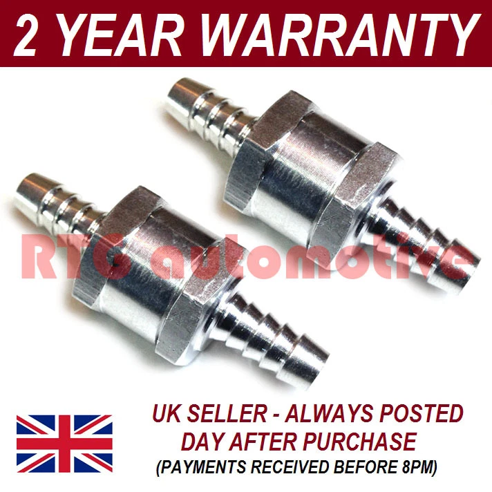 RTG AUTOMOTIVE 2 X 12MM 1/2" ONE WAY ALUMINIUM NON RETURN CHECK VALVE PETROL DIESEL OIL WATER
