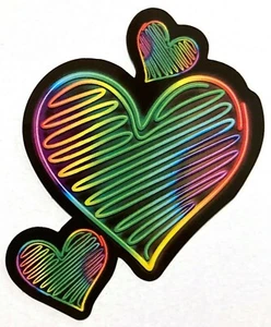 Scribble Hearts Sticker Decal Neon Rainbow Art Design Multi-Color Love ROYGBIV - Picture 1 of 1