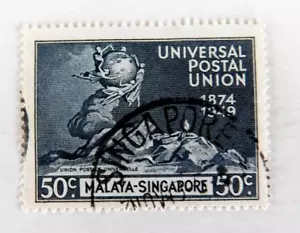 Singapore #26 Used/Fine, Partial SON Cancel, UPU Issue, 50c - Picture 1 of 1