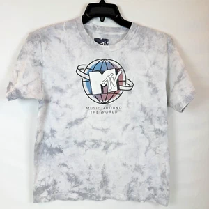 MTV Music White Gray Tee T Shirt Short Sleeve Around The World Youth XL - Picture 1 of 6