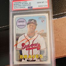Ronald Acuna Jr Topps Heritage Gem Mt 10 With RARE Red Auto