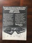 1978 vintage original print ad Techniics Record Player Turn Table