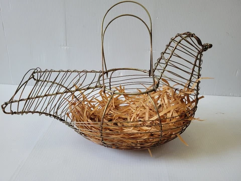 Chicken Basket Wire 11x8 Farm Eggs Country Kitchen Hen Cover