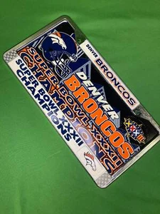 NFL Denver Broncos Super Bowl XXXII Champions Licence Plate & Frame NWT - Picture 1 of 4