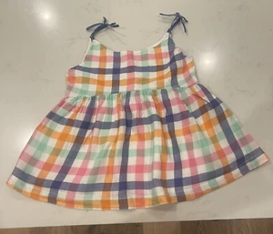 Mini Boden Girl s Checkered Pastel Spaghetti Strap Blouse Size 7-8 years - Picture 1 of 8
