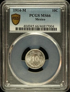 1914 M Mexico 10 Centavos PCGS MS 66 - Picture 1 of 2