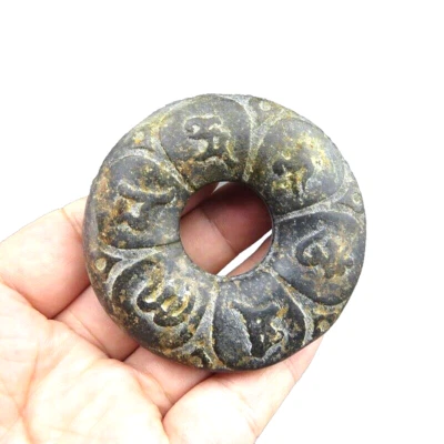 Китай, старый нефрит, культура Хуншань, черный магнит, коллекционные предметы, редкий чой, подвеска B065 - Изображение 1 из 4