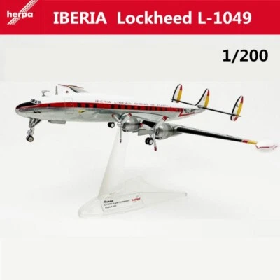 (Very Rare)1:200 Herpa 571395 IBERIA Lockheed L-1049 Aircraft Model With Stand - image 1 of 4