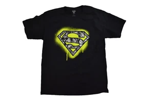 Superman Youth Boys Superman Comic Fill Graphic Logo Black Shirt New XL - Picture 1 of 5