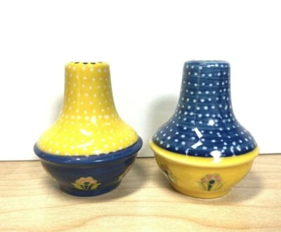 Кухонные солонки и перечницы Anthropologie Villette богемные желтые синие керамические  - Изображение 1 из 4