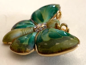 Vintage Beautiful Plique-A-Jour Enamel Butterfly Pin Brooch Crystal Rhinestones - Picture 1 of 4