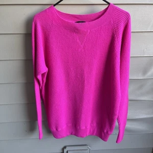 J.Crew Sweater Womens S Hot Pink Cashmere Crew Neck Cozy Preppy Waffle Pullover - Picture 1 of 7