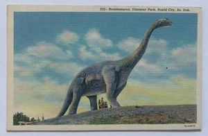 Brontosaurus Dinosaurierpark Rapid City South Dakota Leinen Postkarte Curteich - Bild 1 von 2