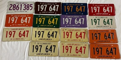 LOT OF 15 ILLINOIS IL LICENSE PLATES 1950'S 1960'S CAR AUTO TAGS NICE CONDITION - Image 1 of 4