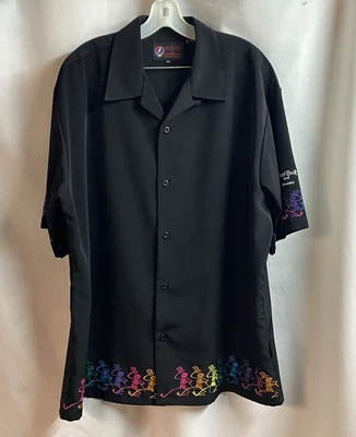 Grateful Dead Men XL Dragonfly Dancing Skeletons Embroidered Shirt Hard Rock - Image 1 of 4