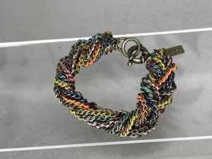 Mehrfarbig Silber Multi Strang Geflochtenes Gliederarmband Bunt Grob 7,5 Zoll - Bild 1 von 3