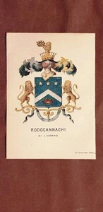Stemma Rodocannachi di Livorno Famiglia nobile Cromolitografia del 1880 Nobiltà - Picture 1 of 1