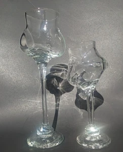 2 Art Glass Studio Wine Goblets 1960s Signed Daniel Crichton Sheridan College - Bild 1 von 12