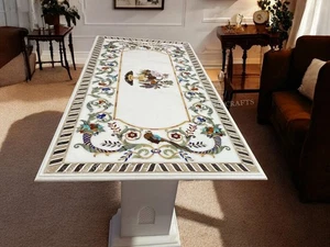 5'x3' antique Marble Dining Table Top Pietra Dura Inlay Art Home Decor Mosaic - Picture 1 of 7