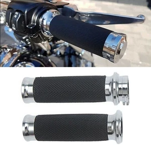 1 Pair Motorcycle Rubber Hand Grips 1" Handlebar For Harley Touring Softail Dyna - Picture 1 of 6