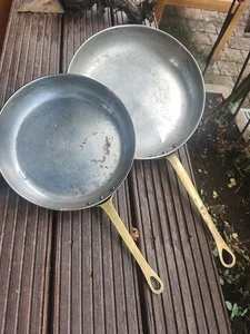 2 Kupferpfannen Messinggriff Gartenküche 205F - Bild 1 von 6