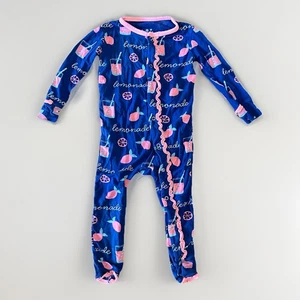KicKee Pants Size 12-18 Months Bamboo Coverall Full Zip Blue Pink Lemonade - Picture 1 of 6