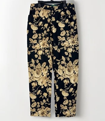 VTG 80's Lauren Ralph Lauren Floral Wide Leg Cotton Linen Pants Size 8 - Image 1 of 4