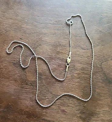 Collar de cadena vintage de oro blanco de 14K de 18" con broche de langosta marcado AD Foto 1 de 4