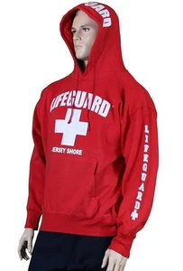 LIFEGUARD HOODIE JERSEY SHORE OFFICIALLY LICENSED SWEATSHIRT RED NJ ADULT MENS - Picture 1 of 4