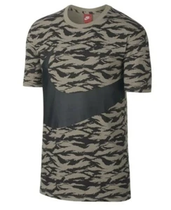 Nike AOP All Over Printed Swoosh Khaki & Black T Shirt Men's Size XL- AO0861-235 - Picture 1 of 3