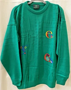 Emerald Isle Mens Sweater Size XL Embroidered EMBLEMS - Made in Ireland - Picture 1 of 6