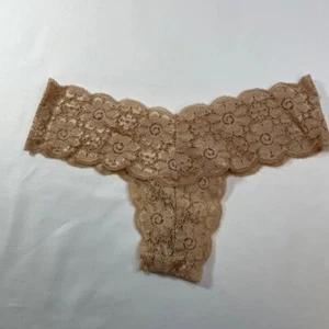 Victoria's Secret Höschen S Tanga hellbraun Blumen Spitze Vintage Panty 2008 neu - Bild 1 von 3