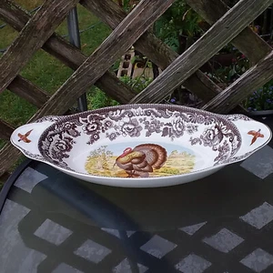 NEW Bone China Spode Woodland " TURKEY " Big Serving Thanksgiving Bowl - Picture 1 of 9