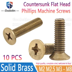 Solid Brass Phillips Machine Screws Countersunk Flat Head Bolts M2 M4 M5 M6 M8 - Picture 1 of 7