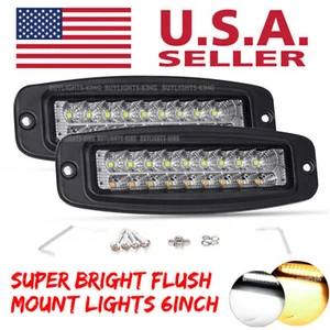 2X 6" Flush Mount LED Work Light Bar Spot Flood Rear Bumper Reverse Pods 7inch - Picture 1 of 10