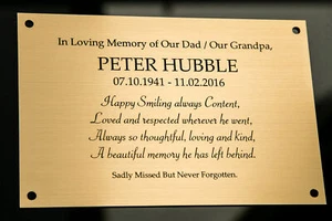 Engraved Bench Plaque With Black Engraving Weatherproof Brass Effect / Silver - Picture 1 of 8