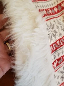 Weihnachtsbaum Rock Fair Isle Strick nordischer Stil Kunstfellbesatz Hüttendeko - Bild 1 von 9