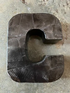 RUSTIC LETTER C - Gunmetal Steampunk Metal Letter Wall Shelf Decor  7 x 5.5" - Picture 1 of 5