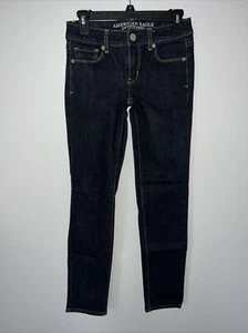 Pantalones de mezclilla American Eagle ajustados súper elásticos lavado oscuro talla 0 - Imagen 1 de 5