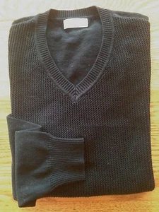 Suéter de algodón cuello en V DOCKERS negro tejido de gofres talla M nueva muestra - Imagen 1 de 8