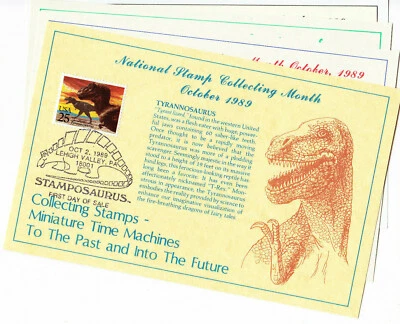  USPS 2nd Day/1st Day of Sale #2422-25 Dinosaurs 4 Cards Stamposaurus 1989 - Image 1 of 4