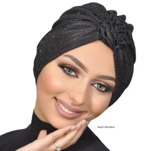Damen Turban Design Glitzer Stoff Turban, funkelnder Turban, Damen Turban - Bild 1 von 10