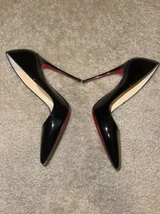 100 Auth Women Christian Louboutin So Kate Black Patent Pumps/Heels Size 36 - Picture 1 of 7